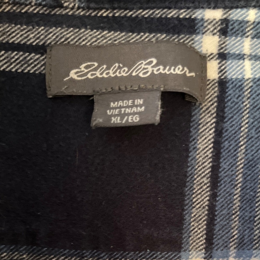 Eddie Bauer‎ Shirt Men's Size XL Blue White Plaid Flannel Long Sleeve Button Up - Picture 4 of 10